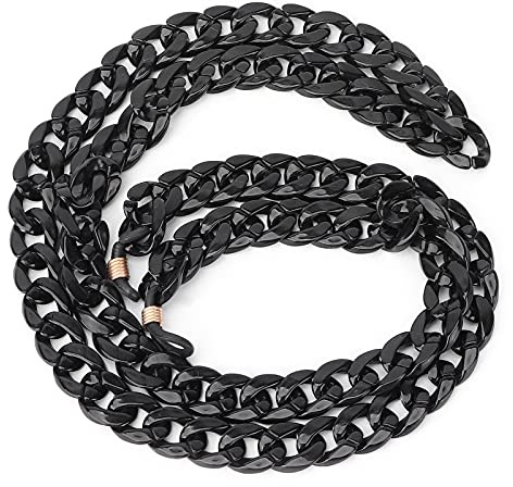 Correa para gafas, cadena para gafas negra, correa para gafas acrílicas alrededor del cuello para exteriores para adultos, Plástico