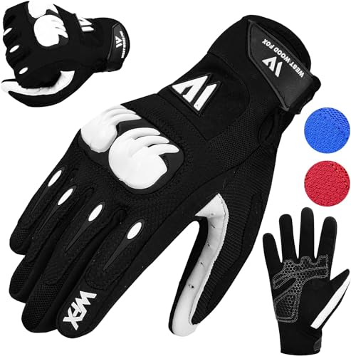WESTWOOD FOX Guanti da moto per uomo e donna, traspiranti, touchscreen, palmari per BMX, ciclismo, ATV, MTB, corsa su strada, arrampicata, escursionismo e attività all'aperto (L, NERO)
