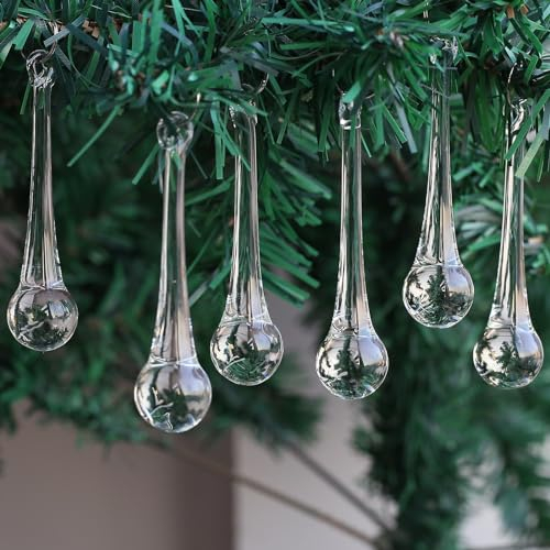 DAHI 14pcs Christbaumschmuck eiszapfen eistropfen Anhänger aus Glas zum Hängen Weihnachten Dekoration (Glas eistropfen 20 * 80mm)