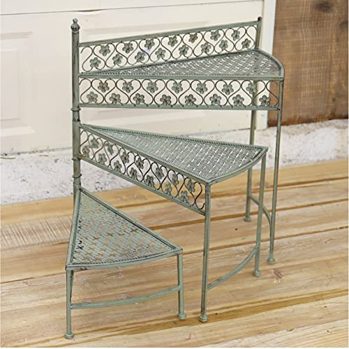 Soporte para plantasSoporte de Flores de Hierro de 3 Niveles con Tres giros, escalones Plegables en Forma de Abanico, Soporte de Flores, balcón, Sala de Estar, jardín, Soporte de Flores de h