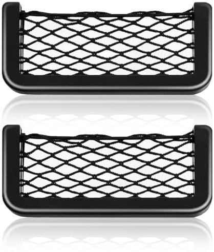 SGERUFZ Juego de 2 piezas Red de Almacenaje Universal Organizador de Coche con Red Autoadhesiva para Maletas, Red para Maletero, Red para Equipaje, Red de Almacenaje para Asientos de Coche (Negro)