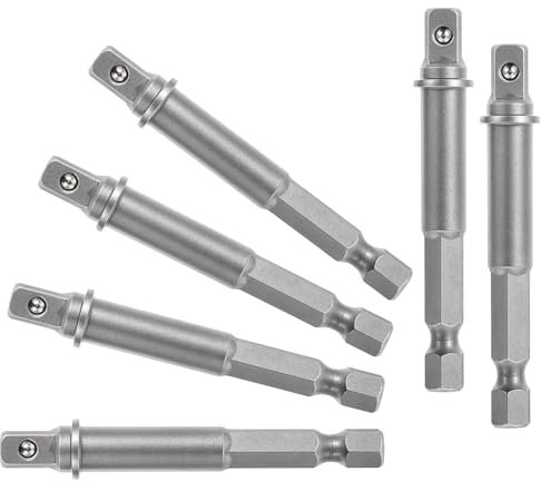 Adaptador de llave de vaso a cuadrado de 1/4 pulgadas, juego de 6 piezas, adaptador hexagonal de 1/4 pulgadas a llave de vaso de 1/4 pulgadas, juego de conexión para taladro eléctrico