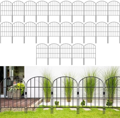 MOOTACO Garden Fence 25 Pack, Rustproof Metal Wire Fencing,60 x 825cm Landscape Folding Fencing Panel,Patio Yard Outdoor Border Animal Barrier