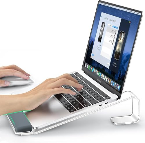 LOXP Acrylic Laptop Stand for Desk, Laptop Stand with Wrist Support, Ergonomic Detachable Laptop Riser, Acrylic Protable, Computer Stand for MacBook Air Pro, HP, Dell, XPS, HP (10-17) Laptops
