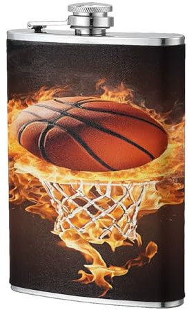 Bouteille étanche en acier inoxydable de 236,8 g pour homme et femme, flasque à whisky de basket-ball, bouteille de voyage en cuir synthétique, bouteille d'alcool de voyage pour la chasse, le camping