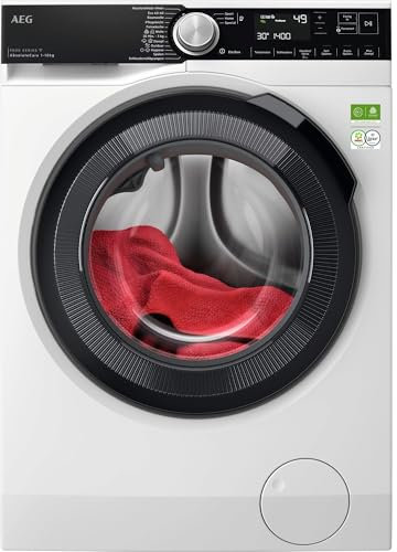 AEG WiFi Waschmaschine Serie 9000 AbsoluteCare, SoftWater-Wasservorenthärtung, ProSteam-Dampffunktion, 10 kg, Mengenautomatik, Nachlegefunktion, Trommelbeleuchtung, Wasserstopp, 1400 U/min, LR9WW80400