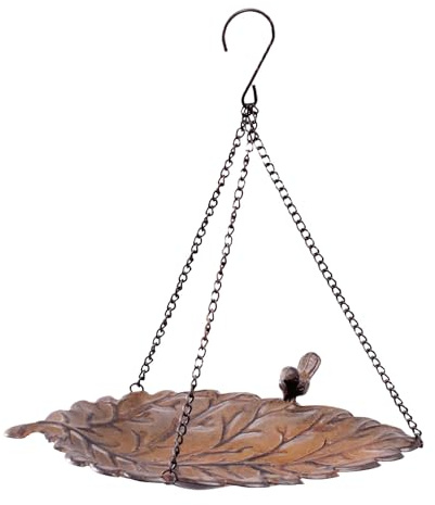 Plato Colgante para Alimentar Pájaros,Bandeja de Baño para Aves de Jardín - Bebedero para Colibríes con Cadenas para Exteriores en Árboles Césped