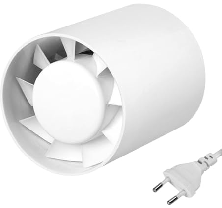 CLIUNT Extractor de Aire 100mm, Ventilador de Extracción de Baño 130m³/h, 34dB Silencioso Extractor de Ventilador de Conducto en Línea, para conducto en línea para cuarto de baño, cocina, sótano