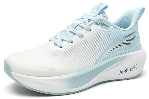 MiaZane Chaussures Running Mixte avec Plaque Carbone, Tige Mesh Ultralégère et Amorti EVA pour Entraînement Rapide Quotidien,Blanc,42 EU