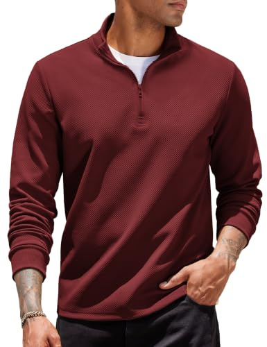 COOFANDY Sweatshirt för män, 1/4 dragkedja, tröja, långärmad, troyer | Sweatshirt utan huva, långärmad tröja med ståkrage för fritid och utomhus | bekväm och enkel skötsel