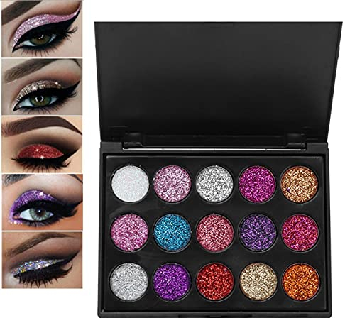 Palette per il trucco degli occhi, 15 colori Palette di ombretti con glitter per ombretti brillanti Polvere cosmetica a lunga tenuta Colori naturali sfumabili Make Up Ombretti Kit d