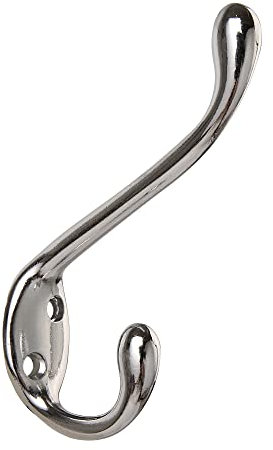 HASWARE 6 PCS Double Prong Robe Hook, Dual Coat Hooks with 12 Pieces Screws Antique Wall Mounted Hooks Robe Vintage Hooks Hangers Large Heavy Duty for Hat Clothes Hanger Towel Keys (Chrome)