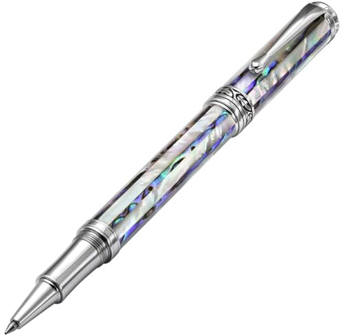 Xezo Stylo roller Maestro Jubilee, fine. Nacre blanche océanique et coquille d'abalone Pāua iridescent. Édition limitée, seulement 223 pièces fabriquées. Fait à la main, aucun stylo n'est identique
