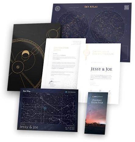 Star Registration Acheter une Étoile – Dossier Cadeau Personnalisé avec Certificat Officiel et Carte du Ciel