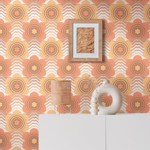 A.S. Création 395393 - Papel pintado para pared (8,50 x 0,53 m), diseño retro de los años 70, color marrón, naranja, amarillo y crema