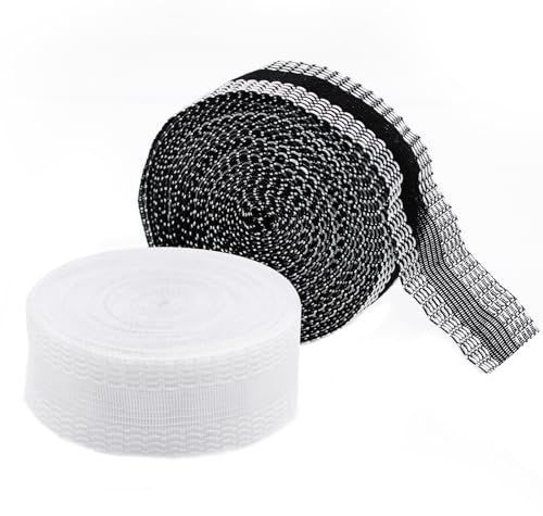 Runyu 2 Stück Saumband zum Aufbügeln, 10 m Bügelband Kein Nähen Saumband Selbstklebend Nahtband zum Aufbügeln für Säume Jeans Röcke(Schwarz & Weiß)
