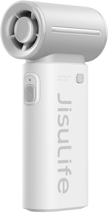 JISULIFE Tragbarer Handventilator Life9, Turbo-Power [18 Stunden Maximale], 5-Gang-Wind, 5000 mAh wiederaufladbar, Mini-Taschendesign, persönlicher Ventilator für Reisen, Konzerte, Make-up – Grau