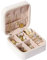 Dishaur Small White Travel Jewellery Box for Women, Mini Portable Jewelry Box Organiser, PU Leather Jewellery Case Holder for Girls