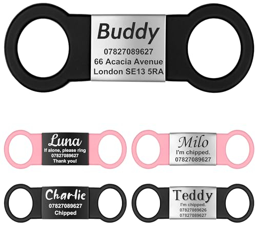 GISUREY Hundemarke mit Gravur - Lautlose Slide-On Hundemarke Personalisiert aus Robustem Edelstahl, Langlebig und Gut Lesbar, Hundeanhänger mit Gravur für Hunde- und Katzenhalsband (BS,S)