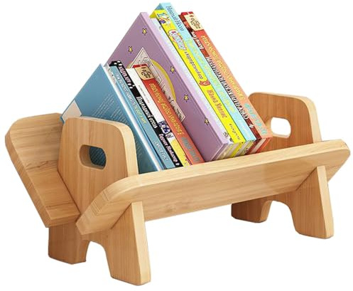 Wood Children Bookcase, Desktop Kids Bookshelf Storage Display Rack | Small Child Book Organiser for Children's Room (Wood)