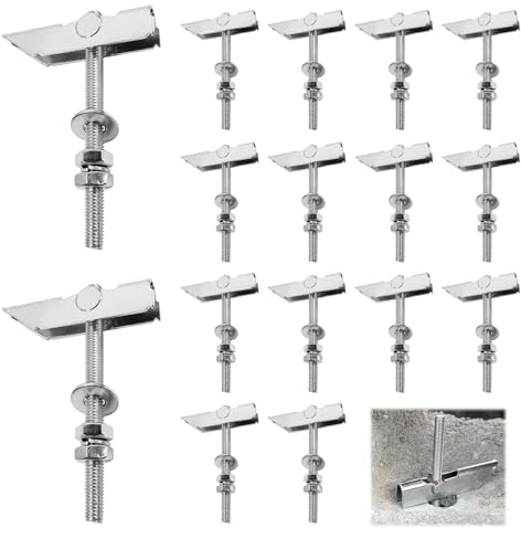 16 Piezas Tarea Pesada Tacos Pladur, M8 x 100 mm, Taco Basculante de Acero Carbono, para Fijar Ventiladores de Pared, Pernos de Palanca Anclajes para Paneles de Yeso, para Pared Hueca Techo