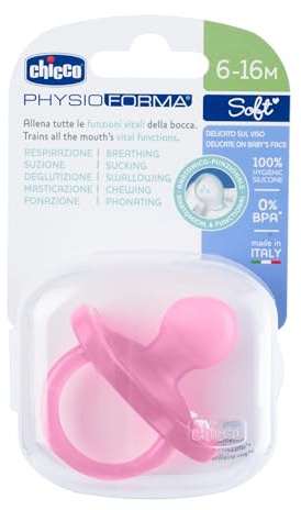 CHICCO Physioforma Soft Pacifier BPA Free with Steriliser Carry Case, 6-16 Months (1 Pack, Pink)
