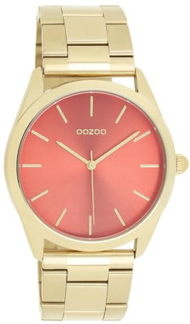 Oozoo - Timepieces Damen Uhr in Gold/Ziegelrot | Armbanduhr Damen mit Edelstahlarmband | Moderne Uhr für Frauen | Edle Analog Damenuhr in rund C11432 (40mm Gehäuse)