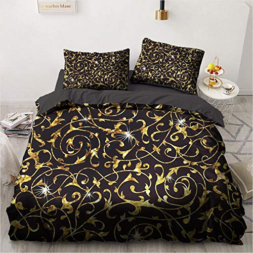 A1DFDFGOQSFG Bedding 4 Piece Bed Sheet Set 3D Black Design Custom Comforter Case Duvet Quilt Cover Bedding Set-007-Camel_US Full (005 Black)