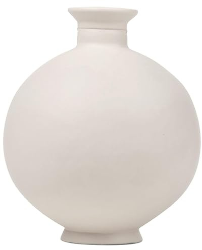 URBNLIVING Large Round Glass Opera Vase with Ceramic Matte Finish - Decorative Centerpiece for Living Room, Modern Rustic Home Decor, Perfect for Floral Arrangements and Bouquets