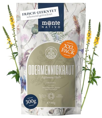 Té de Agrimonia Monte Nativo (300g) – Hierba Agrimonia delicadamente secada – Tisana aromática, 100% pura y natural, en hojas sueltas y sin aditivos – Una infusión saludable y refrescante