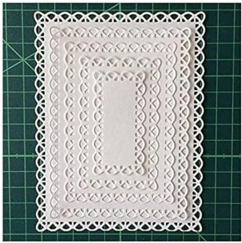 Nested Stitched Scallop Rectangle Frame Cutting Dies, Metal Cutting Dies Stencils DIY Etched Dies Craft Paper Card Making Scrapbooking Embossing 10.7X13.9 cm (Rectangle Frame)