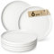 MALACASA 8.25 Inch Ceramic Dinner Plates Set for 6, Scratch Resistant Kitchen Side Plates for Dessert/Pasta/Main Course/Salad, Dishwasher and Microwave Safe, Ivory White
