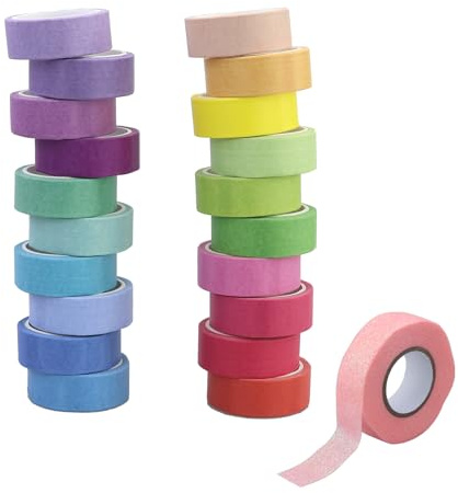 21 rotoli Pastel Washi Tape Set,Tinta Unita Masking Tape Nastro Adesivo Decorativo,nastro adesivo colorato per scrapbooking, diario, artigianato e bullet journals (5 m x 15 mm)