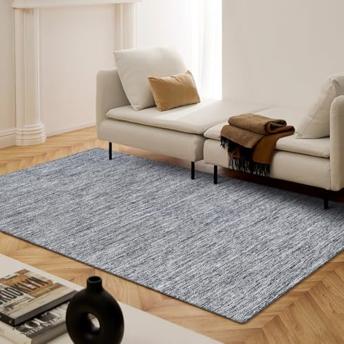 CottonCove Hand Woven Area Rug 3x5 Feet - Rustic Farmhouse Bohemian Accent Rug for Living Room Bedroom Kitchen Entryway Floor Mats - Ideal for High Traffic Areas 100% Cotton Rag Rug Blue