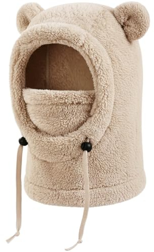 DRESHOW Cagoule Hiver Thermique pour Enfants Cagoule de Ski Polaire Coupe-vent pour Enfants avec Oreilles Mignonnes pour Garçons Filles Cyclisme Patinage Randonnée Activités de Plein Air pour 3-10 Ans