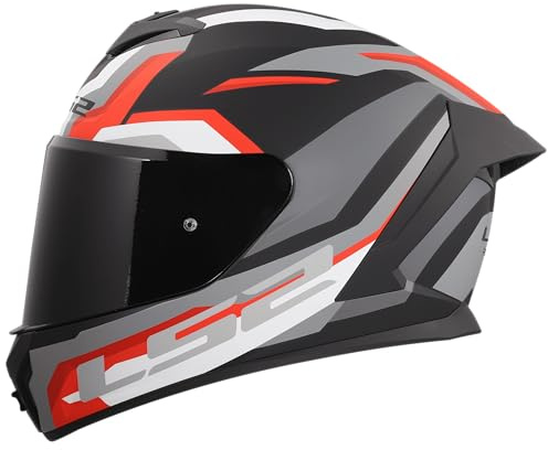 LS2, Casco Moto Integrale RAPID III HYPER Black Red, XXL