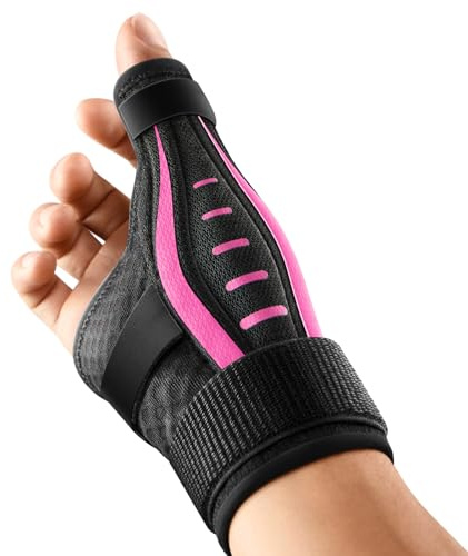 FULDAY Daumenbandage Rechts und Links Hand, Ergonomische Daumensattelgelenk Bandage, Atmungsaktive Daumenschiene, Daumenorthese bei Arthrose, Sehnenscheidenentzündung, Schnappdaumen(M Rosa)