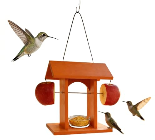Casa para Aves | Estación de Alimento Montada con Tejado - Alimentador De Madera para Aves De Exterior - para Personas Mayores, Observación De Colibríes, Decoración, Patio, Balcón,