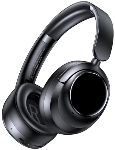 Active Noise Cancelling Headphones,120H Playtime Bluetooth 6.0 Over Ear Headphones with Hi-Res Audio & 5-Mic ENC Calls, 360° Surround Sound Wireless Headphones Foldable Headset for Travel Office Game