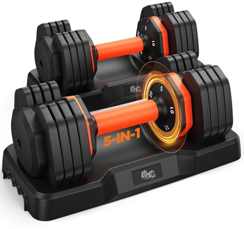 FEIERDUN Haltères Réglables Rapide 2x25lbs,1x55lb, Ensemble d'haltères pour la musculation et le fitness à domicile, plusieurs options de poids pour un entraînement complet du corps