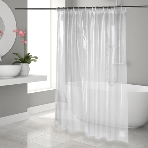 OTraki Tenda da Doccia Antimuffa 183X183Cm con 3 Potenti Magneti Sul Fondo,Tenda da Doccia Trasparente In Stile Minimalista con 12 Anelli,Tenda Da Doccia Impermeabile in Plastica Eva