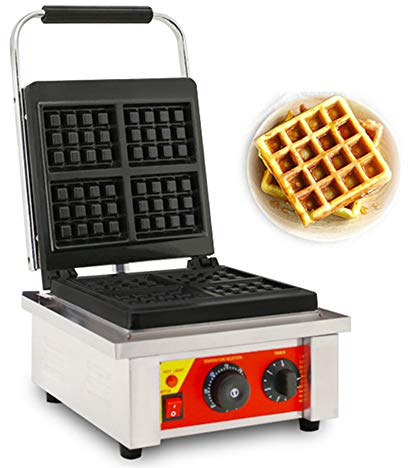 Hanchen Gofrera Eléctrica 1500W Máquina de Gofres Antiadherente Comercial｜95 * 85mm 4 Gofres Belgas｜Temperatura Ajustable 50-300℃｜Temporizador 0-5min NP-498