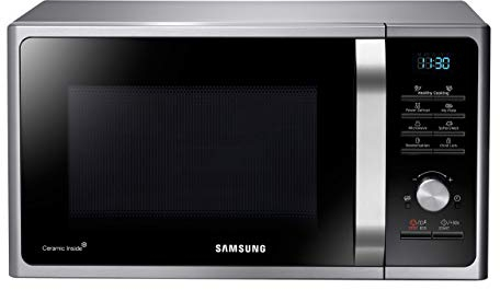 Samsung MS2BF303TAS/EG Mikrowelle, 1000 W, 28 ℓ Garraum (Extra groß), 51,2 cm Breite, Power Defrost, 26 Automatikprogramme, Silber