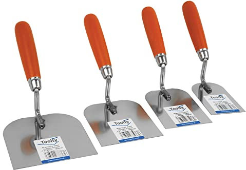 Toolty Stainless Steel Stucco Trowel, Wall Putty Trowel, Plastering Trowel, Finishing Trowel - 60, 80, 100, 120mm - for Brickwork and Plastering - Wooden Handle, DIY - TLTY-S010
