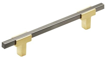 Amerock | Cabinet Pull | Brushed Gold/Black Chrome | 5-1/16 inch (128 mm) Center to Center | Urbanite | 1 Pack | Drawer Pull | Drawer Handle | Cabinet Hardware