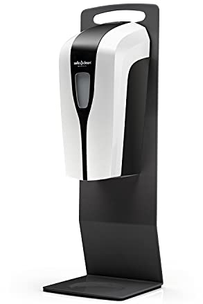 Tischständer inkl. Sensor-Desinfektionsspender mit Nebeldüse für Flüssigmittel, Aufsteller, berührungslose Handdesinfektion mit Sensor, Tischständer, SCHWARZ