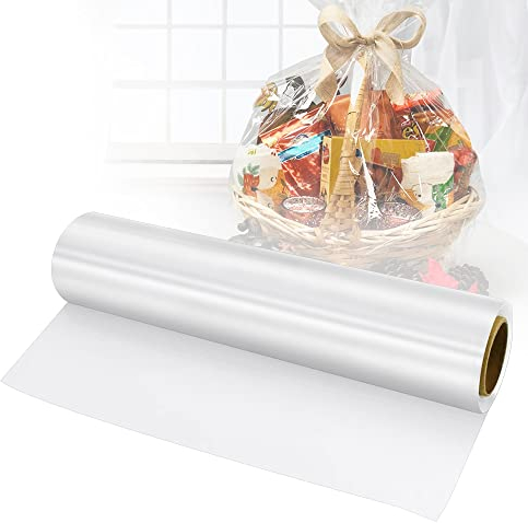 ANTHYTA Klares Cellophan Transparent Geschenkpapier 86cm*30m Blumenfolie Wrapping Paper Roll Zellophanfolie Geschenk Verpackungen Transparentfolie Cellophanfolie für Blumen Geschenkkörben Bastelkorb