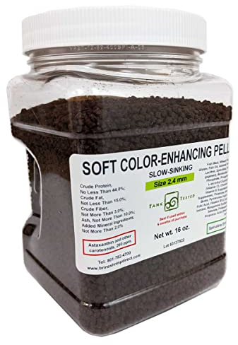 Brine Shrimp Direct Soft Moist Color-Enhancing Sinking Pellet 2.4mm, 16 oz. for Fish & Axolotl