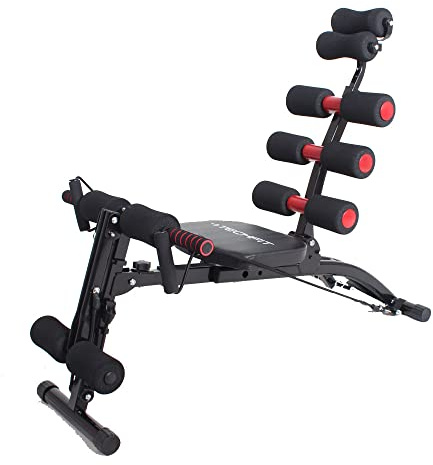 TechFit Maquina Abdominales Total Multi Crunch - Revolucionario Core Cruncher 6 en 1, Ideal para Tonificar y Entrenar los Músculos del Abdomen, Cintura, Espalda, Hombros y Piernas
