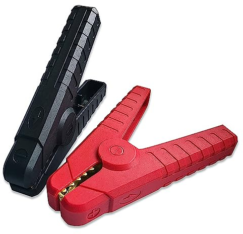 Lewttyer Pinces crocodiles en cuivre pour batterie de voiture 200 A - Câble de démarrage - Grandes pinces de batterie (1 rouge et 1 noir chacune)